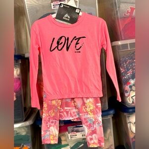 Activewear LOVE 3pc Set * TANK L/S Top PANTS Girl’s S 5/6 * RBX Live Life Active